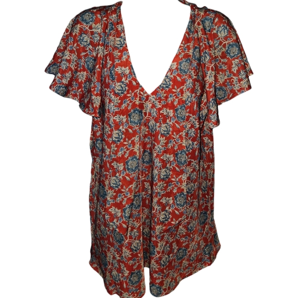 Green Label LAUREN Ralph Lauren Versatile Scarf/Neck Tie Floral Short Sleeve Top - Picture 3 of 6